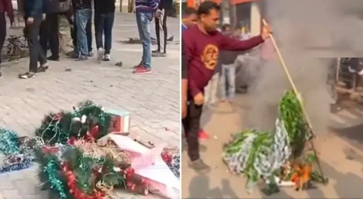 ভারতে খ্রিষ্টানদের বড়দিন উদযাপনে বাধা, সাজসজ্জায় আগুন দিল হিন্দুত্ববাদী জঙ্গিরা